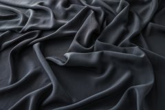 ткань крепдешин черно-синий с эластаном крепдешин шелк однотонная синяя Италия