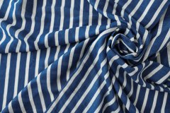 ткань лен в бело-синюю полоску костюмно-плательная лен в полоску белая Италия