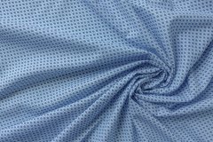 ткань рубашечный хлопок в белый горох с рисунком  сорочечная хлопок в горошек голубая Италия