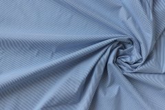 ткань тонкий хлопок белого цвета в полоску темно-голубого цвета Италия