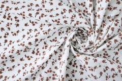 ткань белый хлопок в коричневые цветочки костюмно-плательная хлопок цветы белая Италия