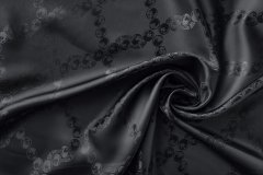 ткань подклад из вискозы черного цвета с жаккардовым рисунком Италия