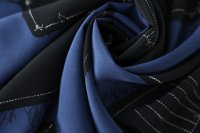 ткань крепдешин синий с черными заплатками