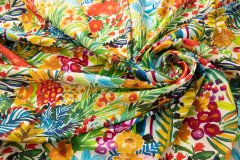 ткань разноцветный крепдешин с цветочным принтом крепдешин шелк цветы разноцветная Италия
