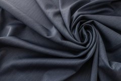 ткань двусторонняя шерсть с шелком сине-голубая в полоску и елочку  костюмно-плательная шерсть в полоску голубая Италия
