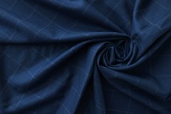 ткань светло-синяя шерсть в клетку с голубой и бежевой нитью костюмно-плательная шерсть в клетку синяя Италия