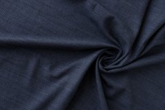 ткань шерсть в мелкую сине-черную клеточку костюмно-плательная шерсть в клетку синяя Италия