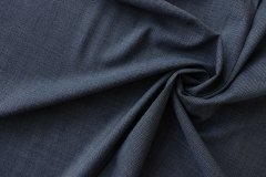 ткань синяя шерсть в мелкую гусиную лапку костюмно-плательная шерсть в клетку синяя Италия