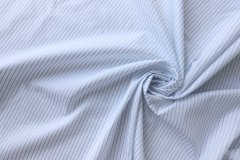 ткань белый хлопок в голубую пунктирную полоску  сорочечная хлопок в полоску белая Италия
