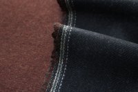 ткань двухслойная двусторонняя пальтовая шерсть синяя и бордово-коричневая