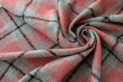 ткань пальтовая ткань серо-розовая в клетку Италия