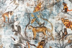 ткань хлопок с эластаном бледно-голубого цвета с животными Италия