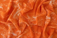 ткань оранжевый крепдешин с белым рисунком крепдешин шелк иные оранжевая Италия