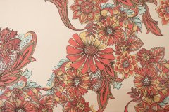 ткань персиковый атлас с цветами Италия