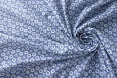ткань пыльно-голубой с сиреневым оттенком хлопок в цветочек Италия