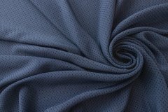 ткань пыльно-голубой крепдешин в черный горошек Италия