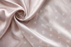 ткань подклад пыльно-розовый с логотипами Италия