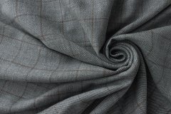 ткань серый лен с шерстью в клетку костюмно-плательная шерсть в клетку серая Италия