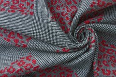 ткань черно-белая шерсть с красной вышивкой Италия