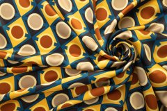 ткань желто-синий атлас с геометрическим рисунком Италия