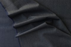 ткань сине-серая шерсть двусторонняя костюмно-плательная шерсть однотонная синяя Италия