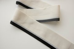 ткань текстильная резинка молочно-черная с серебром резинка текстильная   в полоску белая Италия