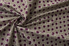 ткань белый поплин с фиолетовыми ромбами Италия