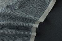 ткань двухслойный двусторонний пальтовый кашемир сине-серый в елочку