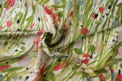 ткань вискоза для шитья с цветами и листьями Италия