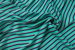 ткань креповая вискоза в синюю полоску костюмно-плательная вискоза в полоску зеленая Италия