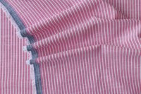 ткань лен в розово-белую полоску