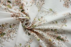 ткань белый батист с цветами вишни Италия