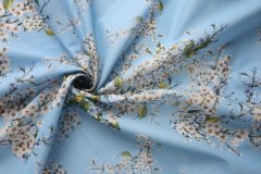 ткань голубой батист с цветами Италия