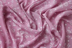 ткань розовый крепдешин с цветами Италия