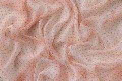 ткань розовый крэш шифон в горох Италия