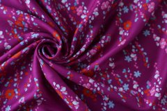ткань вискоза для шитья фуксия с цветами (штапель) Италия