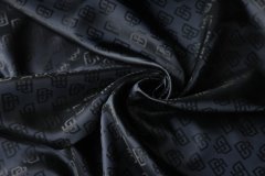 ткань подкладочная вискоза иссиня-черного цвета с жаккардовым узором Италия