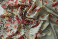 ткань оливковый подклад с цветами