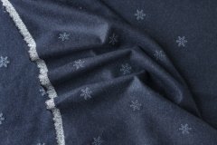 ткань темно-синяя шерсть со снежинками Италия