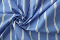 ткань ярко-голубой хлопок в белую полоску Италия