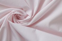 ткань белый хлопок в узкую розовую полоску