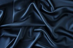 ткань атлас синий (тёмный) натуральный шёлк Италия