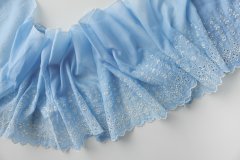 ткань шитьё голубого цвета в белый цветочек Италия