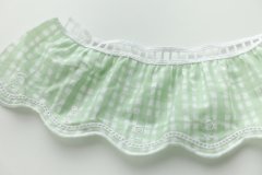 ткань шитьё белого цвета в зелёную клетку Италия