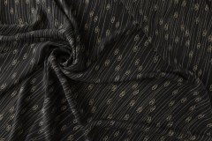 ткань крепдешин шелковый чёрный с золотистыми полосками-цепочками Италия