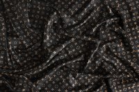 ткань шёлковый чёрный твил с логотипами