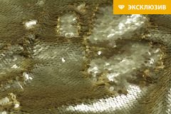 ткань двусторонние золотые пайетки пайетки смесовый в горошек желтая Италия