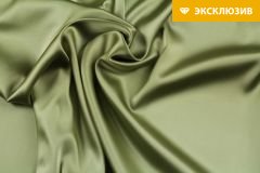 ткань атлас  с эластаном атлас шелк однотонная зеленая Италия
