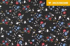 ткань штапель в цветочек (в 3х кусках 1.1м, 1.45 и 2.85) штапель вискоза цветы черная Италия