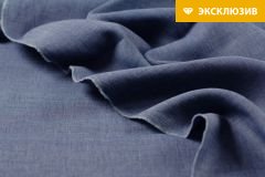 ткань Лен меланжевый костюмно-плательная лен однотонная синяя Италия